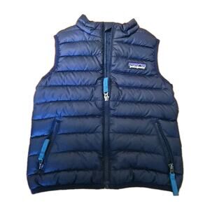 Patagonia Baby Down Sweater Vest Size 2T Navy Blue Full Zip Puffer